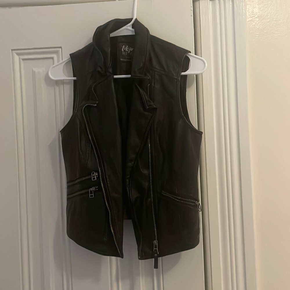 Faux leather vest